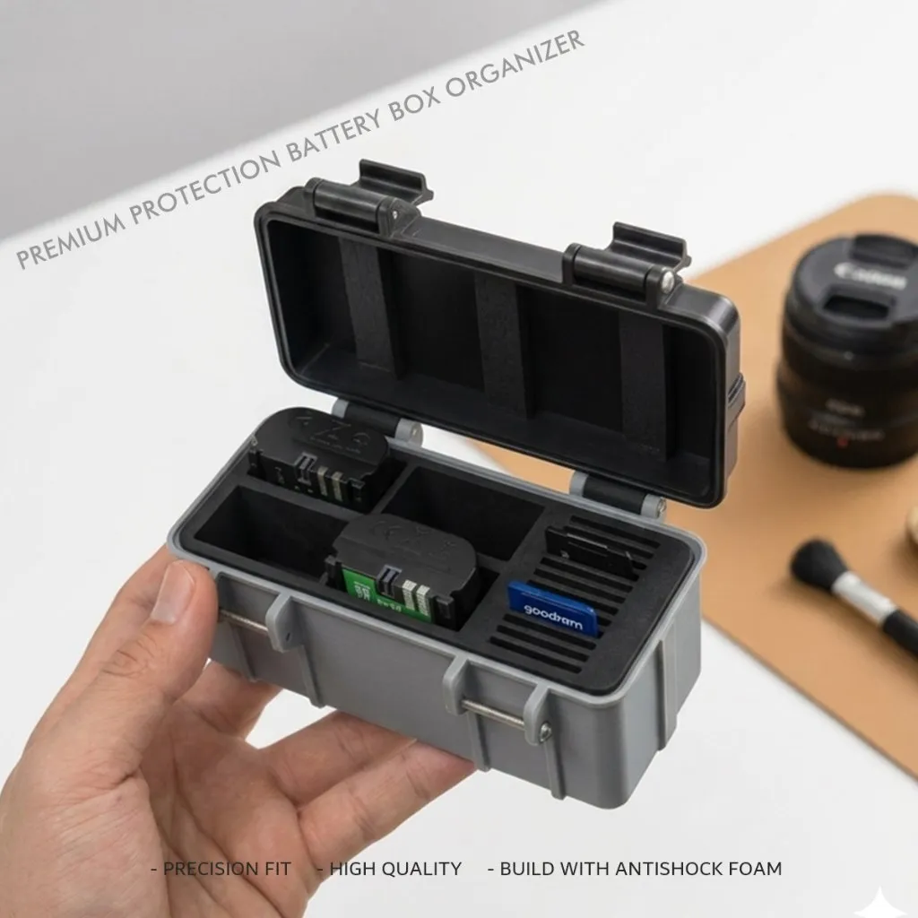 Baterai Kamera Organizer Rugged Camera Battery Storage Box | Slot Lebih Banyak