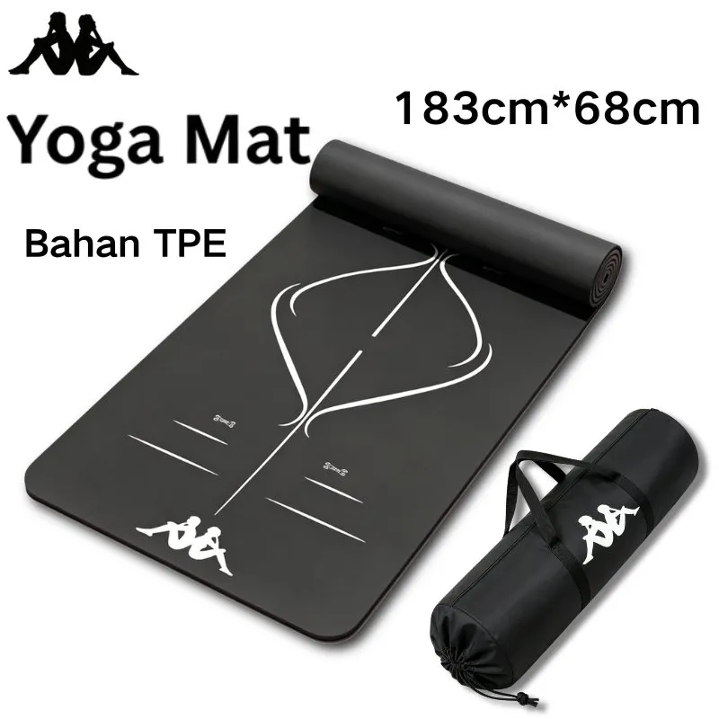 KAPPA Yoga Mat pria Matras yoga TPE Matras Karpet Olahraga Tebal 6mm Matras Olahraga With Tas-K6SER036U K6SER037U