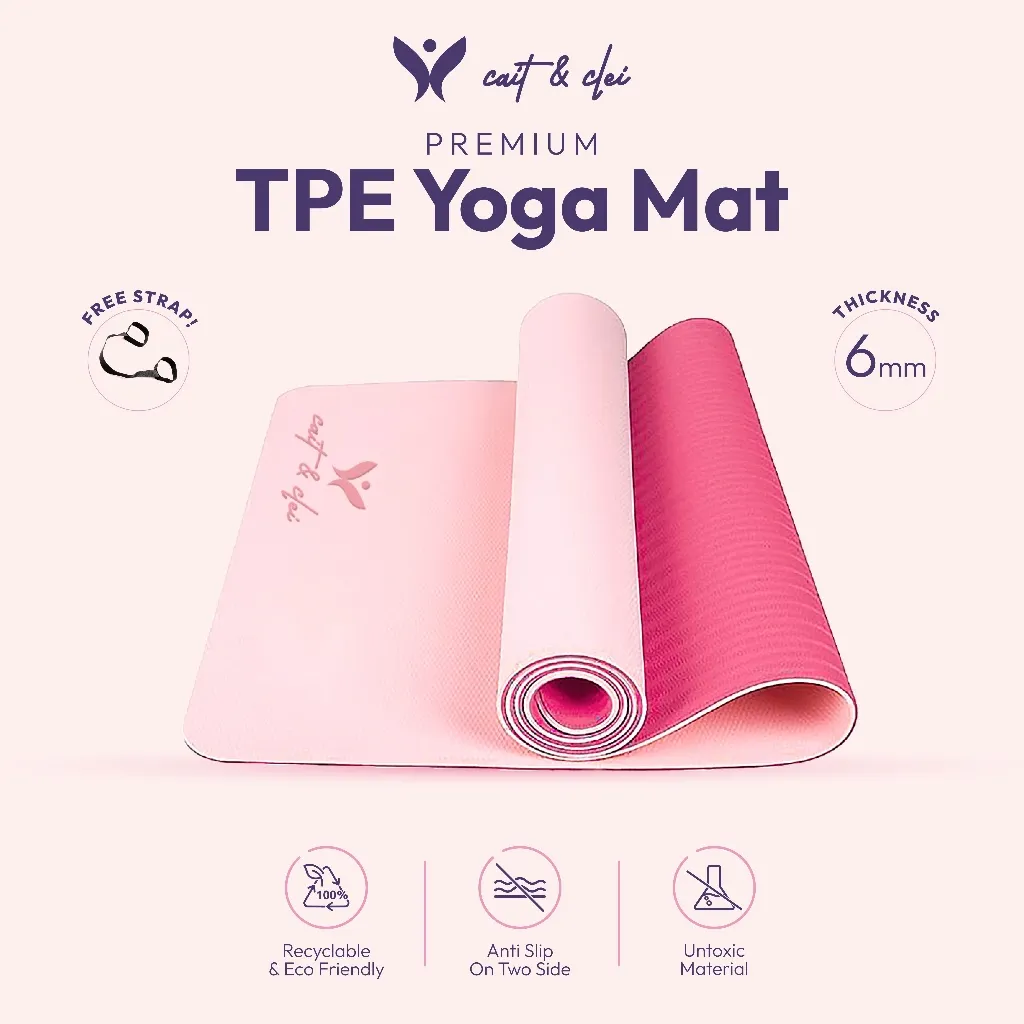 CAIT & CLEI - Matras Yoga TPE Anti Slip Premium Anti Allergy Matras Olahraga Tebal 6 mm