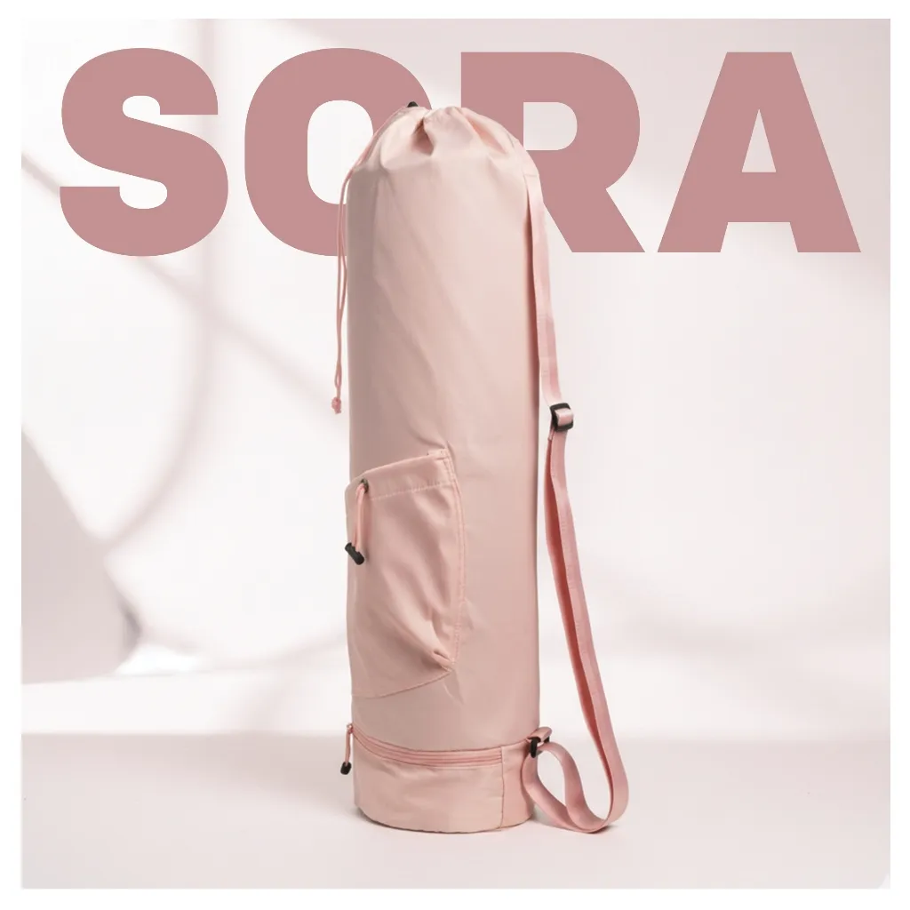 Tas Matras Yoga – Yoga Mat Bag Water Resistant Selempang Serut Strap Adjustable – Kantong Depan & Bawah untuk Gym Pilates Fitness