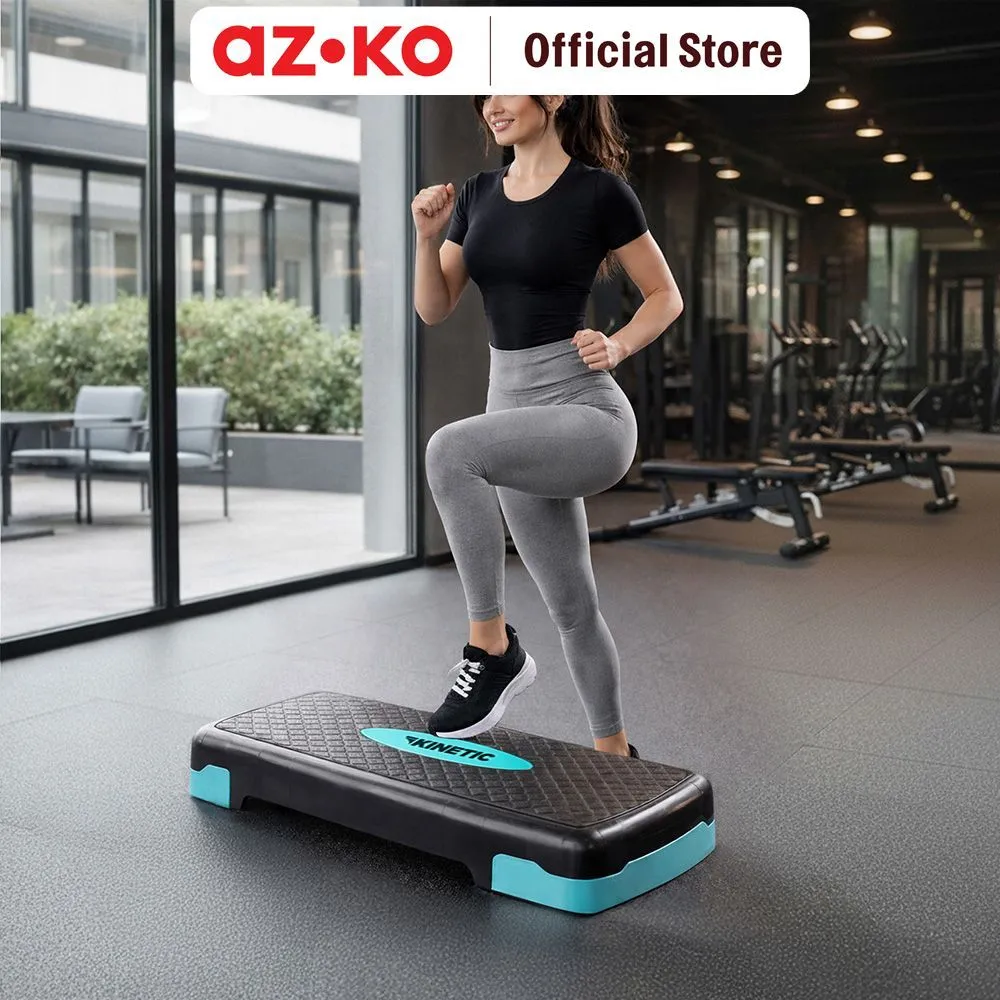 AZKO Kinetic Aerobic Stepper - Hitam/Biru Pijakan Kardio Fitness Aerobik Rumah