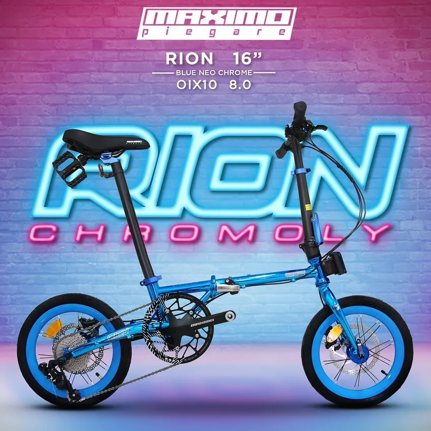 Sepeda Lipat 16 Inch MAXIMO Piegare Folding Bike 10 Speed RION Chromoly  OIX10 8.0