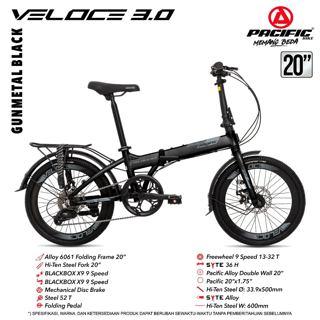 sepeda lipat 20 inch pacific veloce 3.0 sepeda lipat