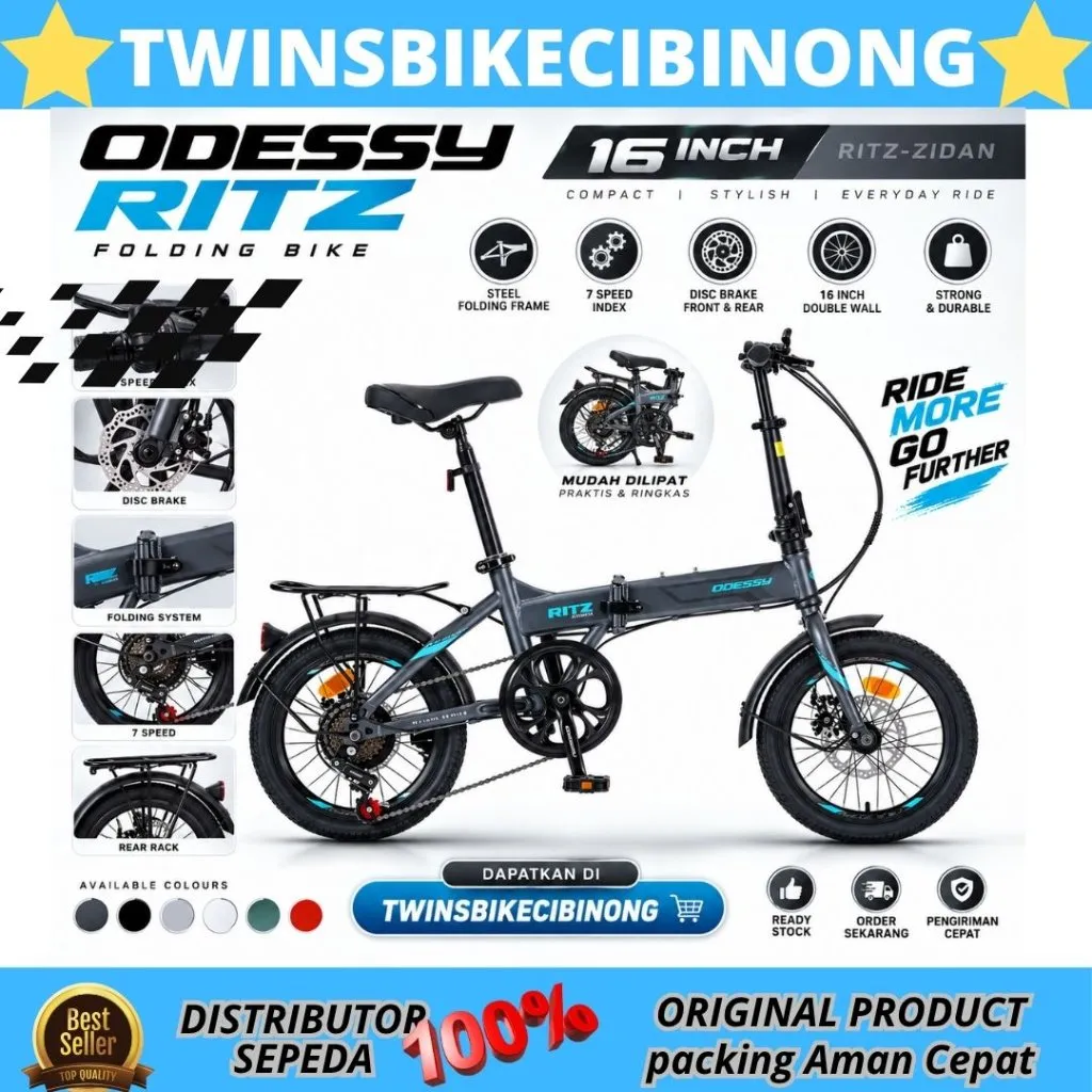 Sepeda Lipat 16 20 ODESSY RITZ NEW DISC BRAKE