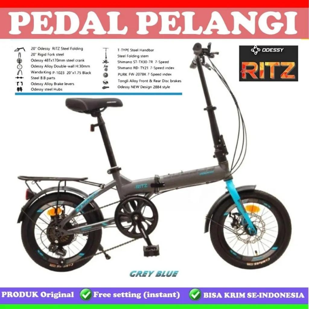 Sepeda Lipat 16 20 Inch Odessy RITZ 7 Speed Shimano Folding Bike