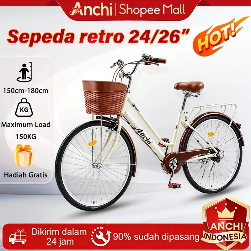 Anchi Lima tahun garansi Sepeda Dewasa Ukuran 24/26 Inch basikal Sepeda kota Road bike bicycle Lipat bike Dibuat untuk 160-190cm