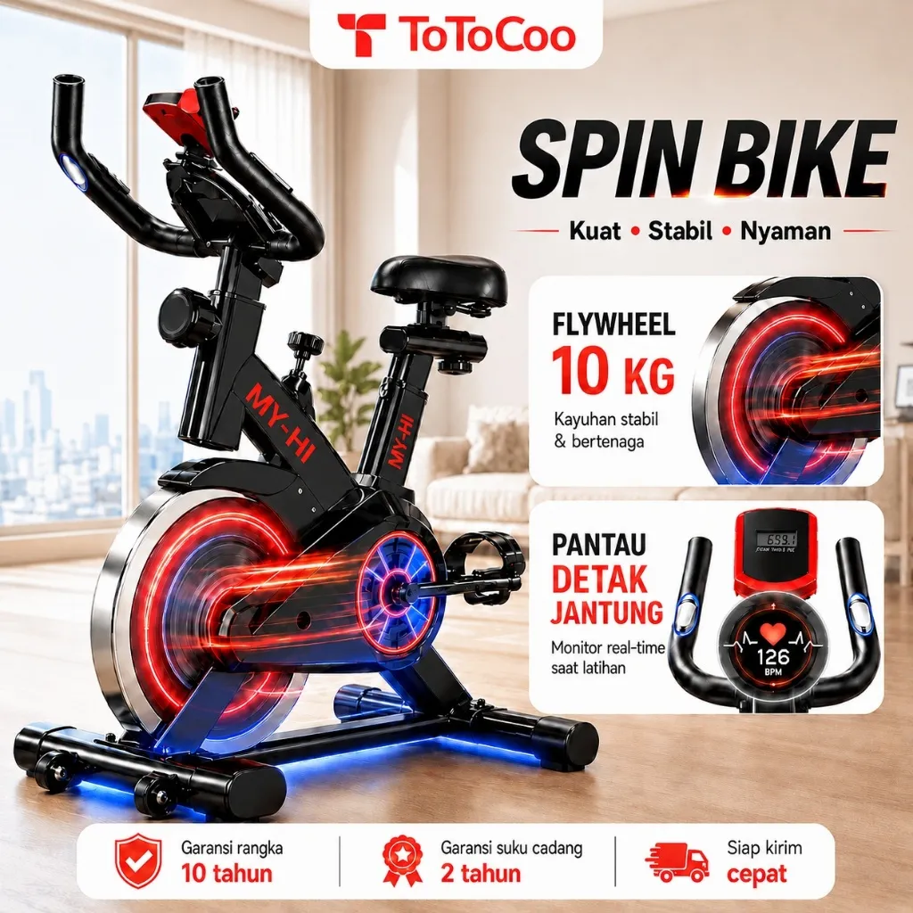 TotoCoo Sepeda Statis Spinning Bike Flywheel 4/6/8/10KG Kursi Adjustable Tes Detak Jantung Alat Fitness