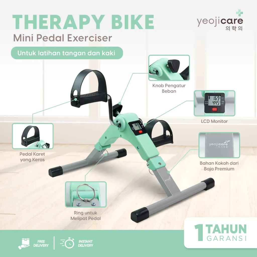 Yeojicare Mini Pedal Exerciser Sepeda Statis Terapi Stroke Pengapuran