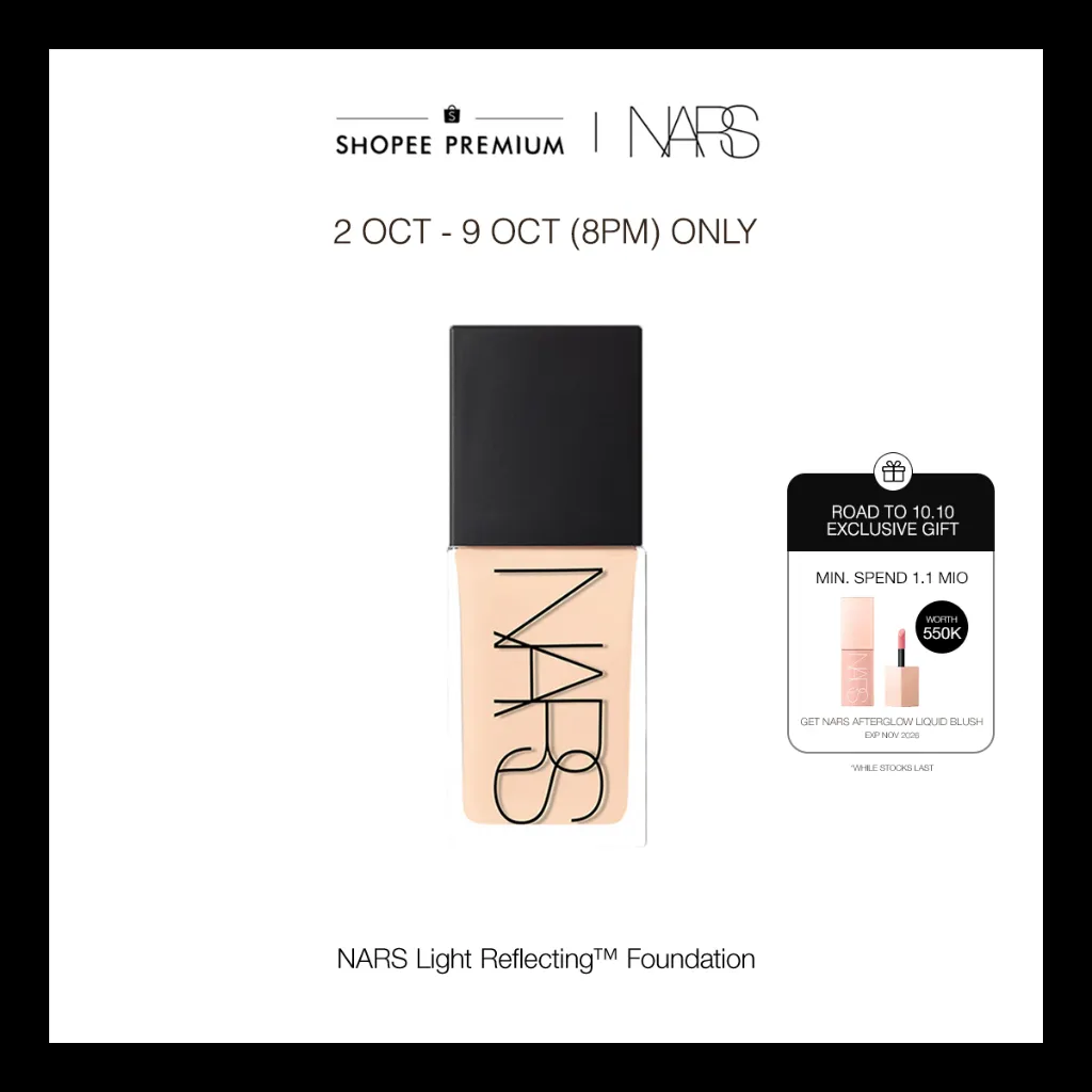 NARS Light Reflecting™ Foundation - medium coverage hasil natural cocok untuk semua jenis kulit