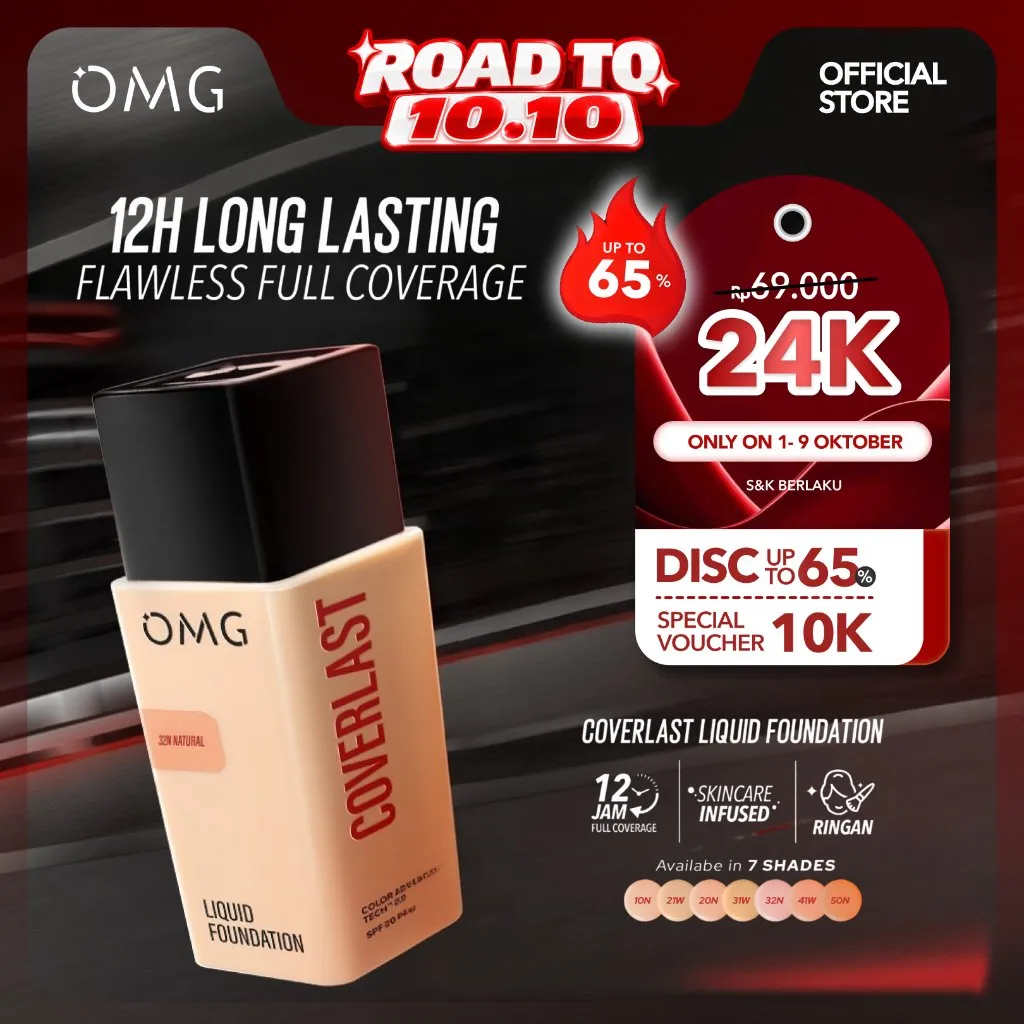 [NEW SHADE!] OMG Oh My Glam Coverlast Liquid Foundation - Flawless Coverage & Tahan 12 Jam