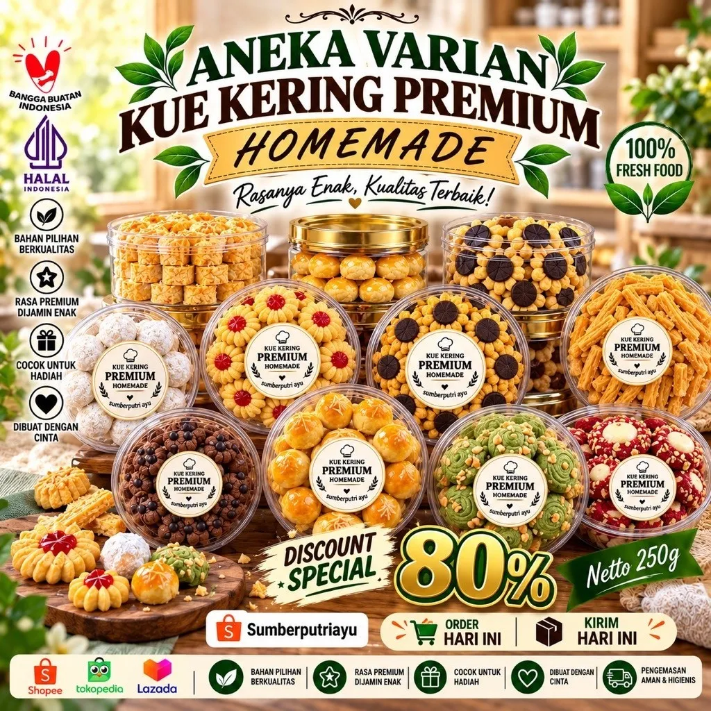 COD TERLARIS!! Kue Kering Home Made Toples 250g Nastar Premium Kastengel Keju Thumprint Choco Chips Putri Salju Kue Kacang Semprit Mawar Monde Susu Halal Jajanan Lebaran Kue Kering Lembut Lumer Murah Tanpa Pengawet Enak Lezat Camilan Snack Grosir Murah