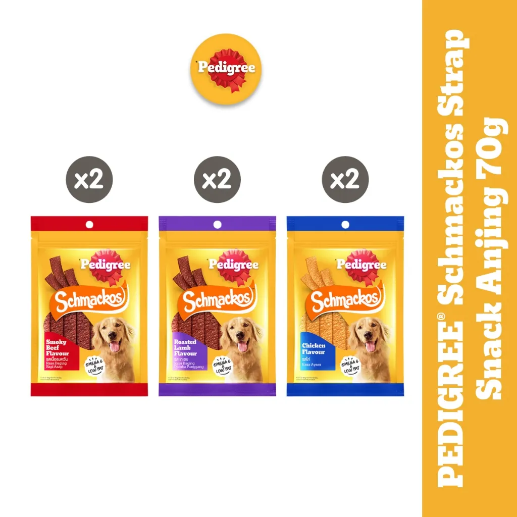 PEDIGREE SCHMACKOS STRAP Snack Anjing 70g (2-Pack)