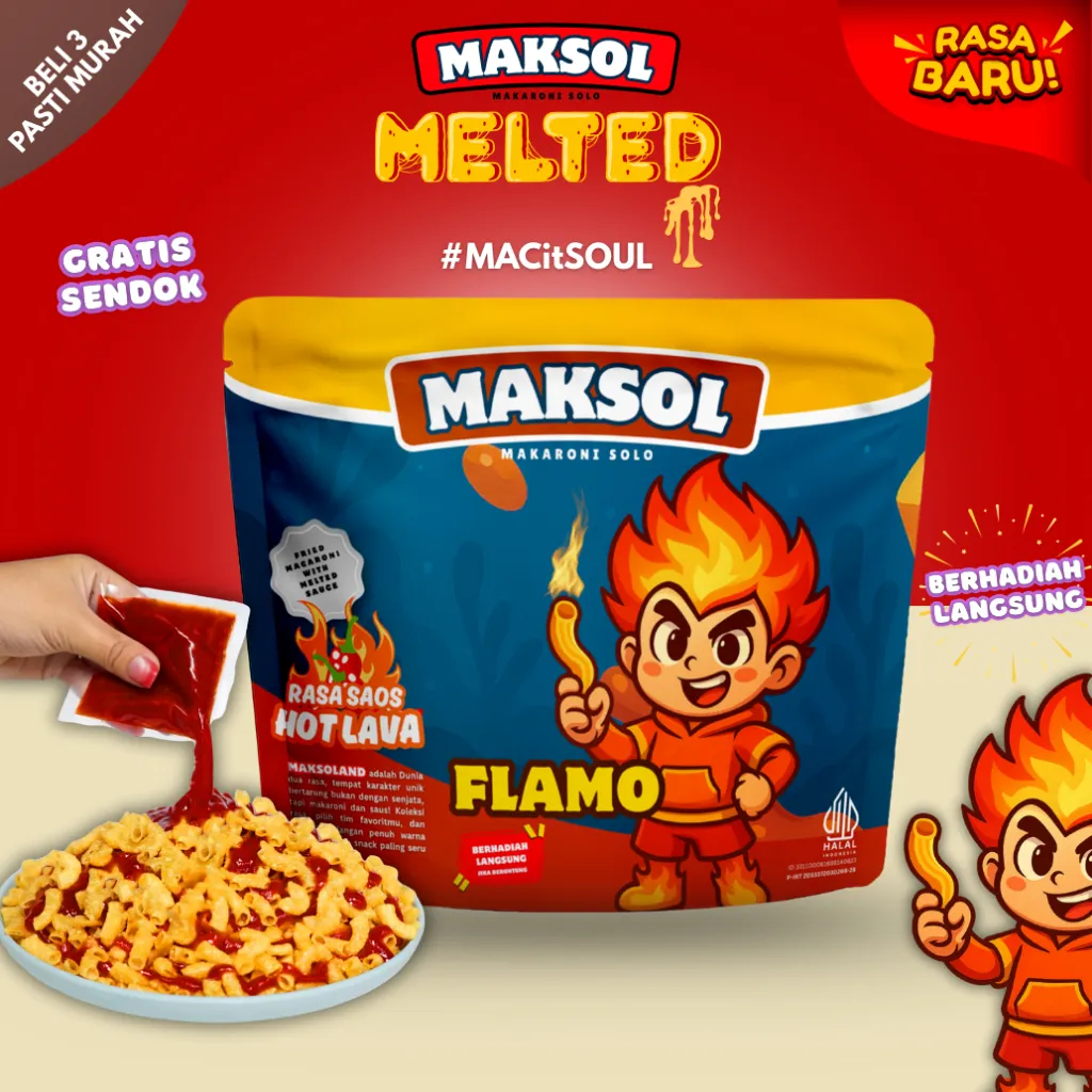 MAKARONI SOLO MELTED RASA FLAMO WARISAN SNACK INDONESIA - Makanan Ringan Cemilan Murah halal
