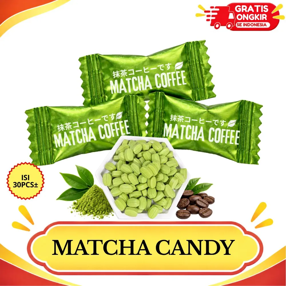 Permen Matcha Coffee Bebas Gula Rasa Matcha | Camilan Manis Nikmat untuk Teman Santai, Nongkrong & Kumpul Keluarga | 30g-240g