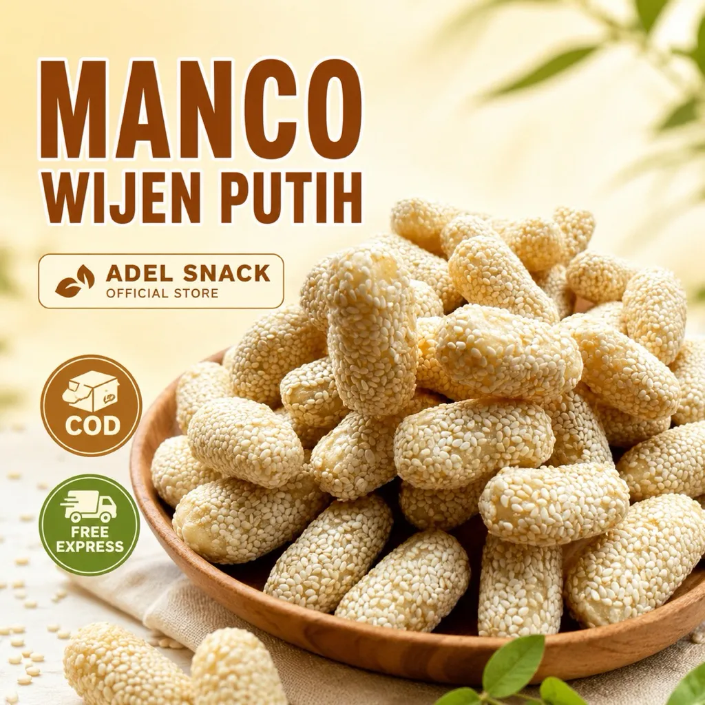 Manco Wijen Putih / Kue Manco Wijen Snack Cemilan Wijen Putih Enak dan Renyah 250gr-500gr(MANCO PUTIH)