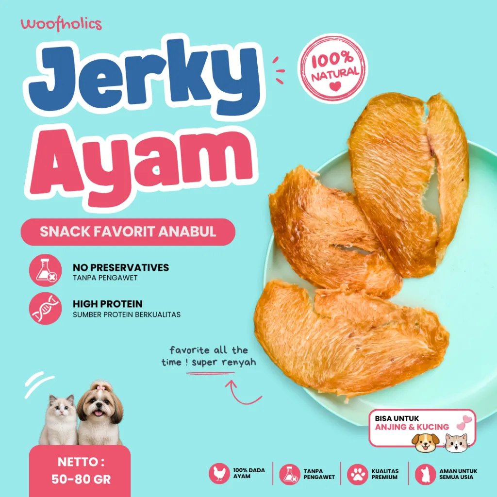 Woofholics Chicken Jerky / Jerki Ayam / Dog Snack Cemilan Anjing / Snack Anjing