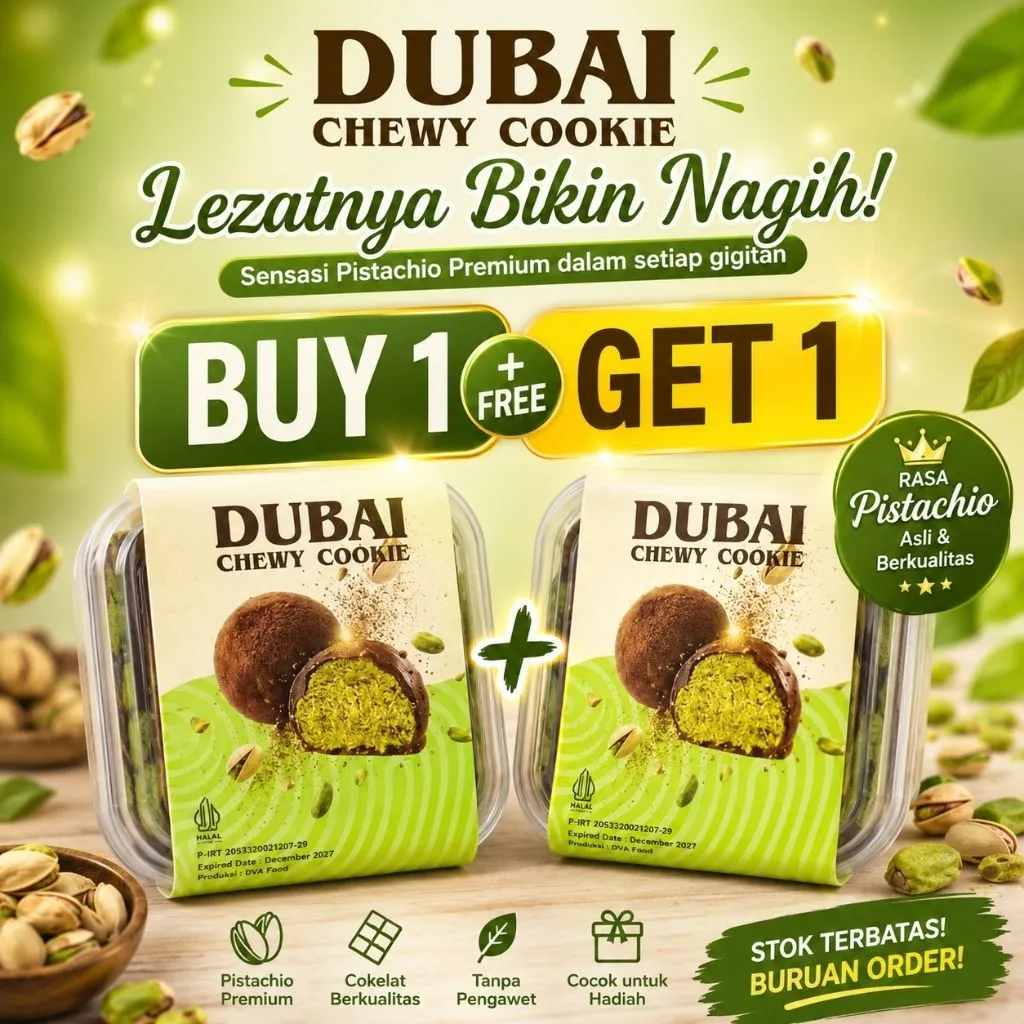 BELI 1 GRATIS 1!!!!! Dubai Chewy Cookie Virall | Mochi Dubai Pistachio Chocolate chrunchy | Cemilan Coklat Lembut Viral
