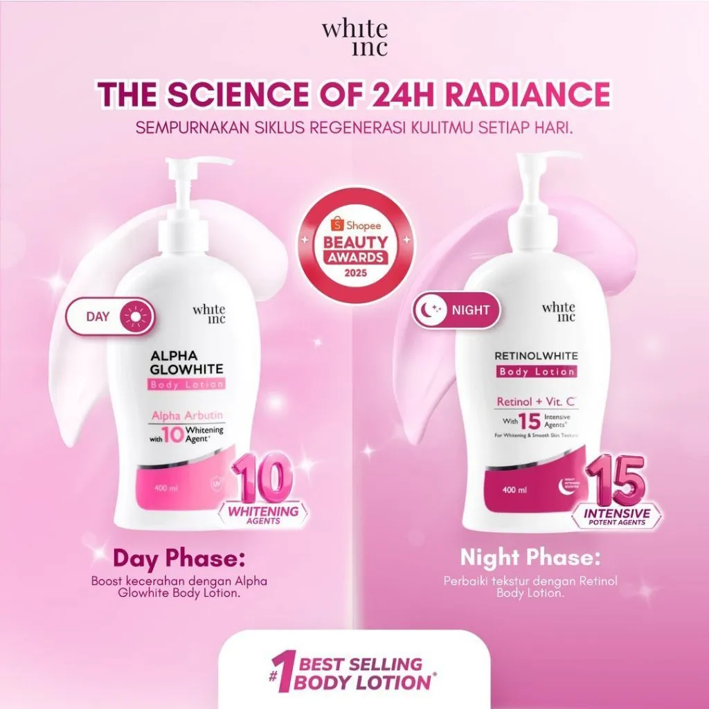 White Inc Alpha Glowhite & Retinol White Body Lotion - Mencerahkan & Melembapkan Kulit