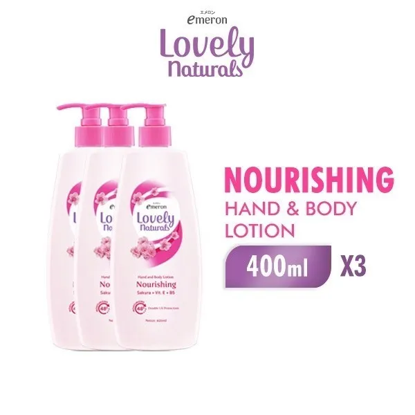 Emeron Lovely Naturals Hand & Body Lotion Nourishing Sakura 400 ml x3