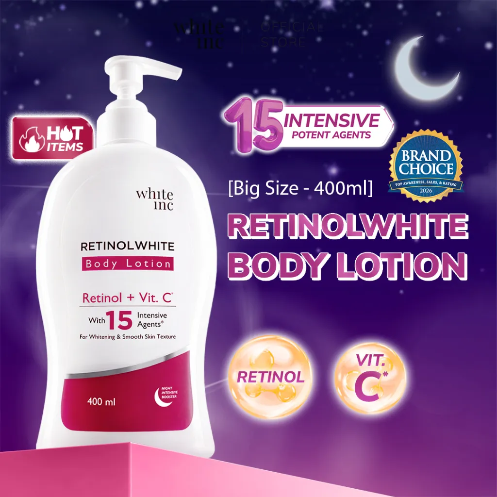 [400ml] WHITE INC Retinolwhite Body Lotion with Retinol + Vit. C Kulit Lembut Halus dan Glowing