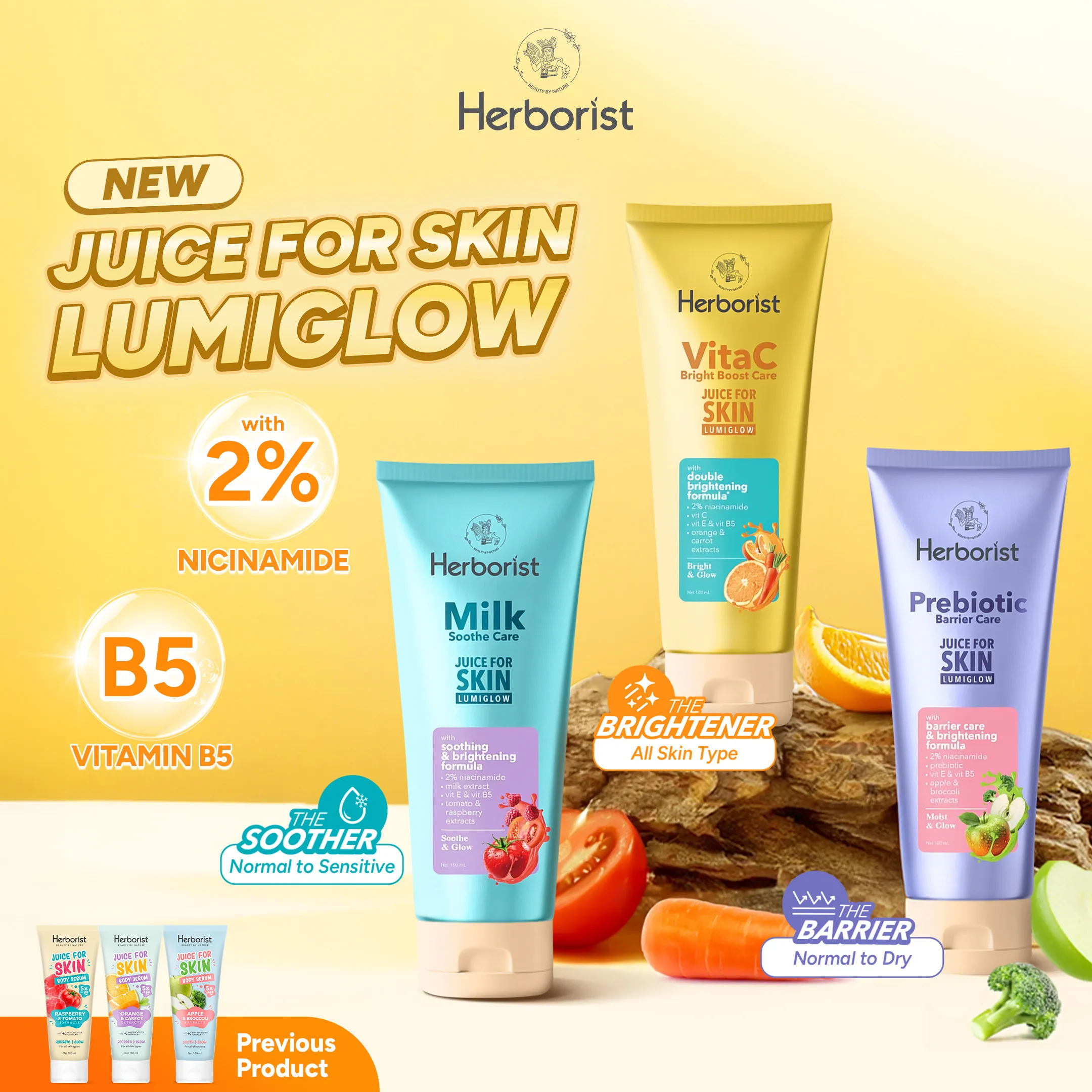 [NEW] Herborist Juice For Skin Lumiglow Body Serum 180ml Vita C | Body Serum Prebiotic | Body Serum Milk Soothe | Herborist Body Serum Mencerahkan Kulit | Body Serum Niacinamide