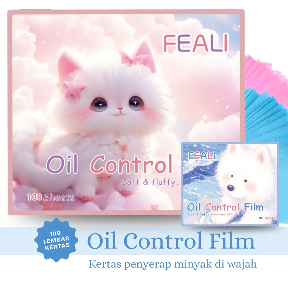 FEALI Oil Control Film Kertas Minyak Wajah Portable - Oil Control 3in1 Kertas Minyak + Puff + Cermin