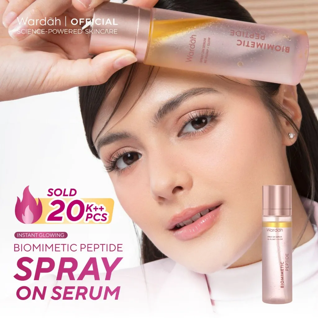 WARDAH Serum Spray - Instant Glowing First Spray Serum - Spray On Serum 105 ml - Kulit lebih glowing dan kenyal, Pendukung Make Up Setting spray serum glow bomb pemutih wajah, Radiance Booster, Multifungsi Skincare Pilihan Aaliyah Massaid
