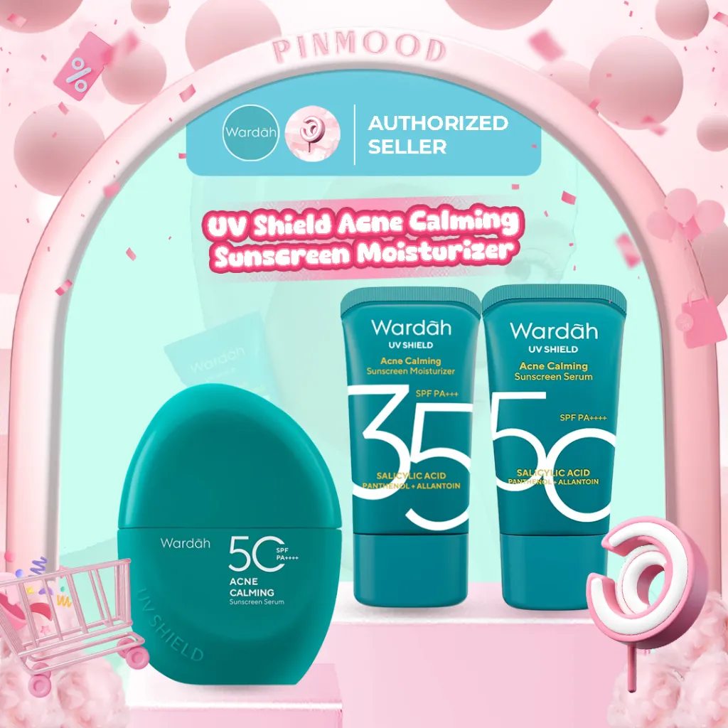 WARDAH - UV SHIELD ACNE CALMING SUNSCREEN MOISTURIZER ( 25 | 35 | 40 ml ) - Sunscreen Wajah SPF 35 PA+++ | SPF 50 PA++++ Lightweight Fresh & Watery Texture No White Cast