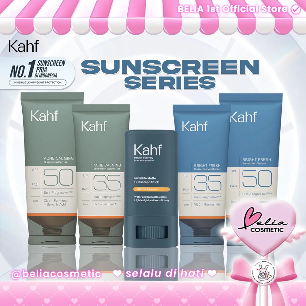 [ BELIA ] KAHF Sunscreen Series 30ml 40ml | 22g | Acne Calming | Bright Fresh Sunscreen Serum SPF 50 | SPF 35 | Invisible Matte Sunscreen Stick SPF 50
