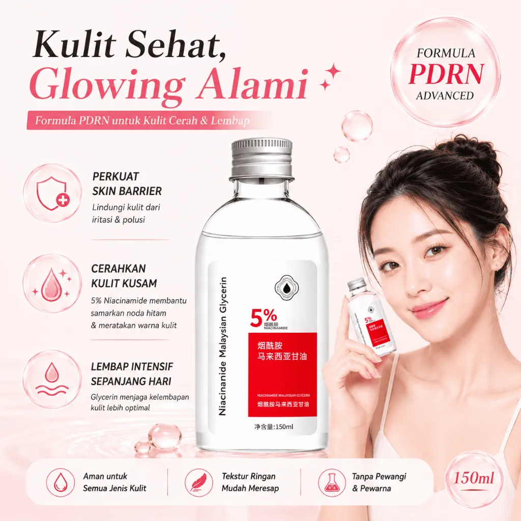 Serum Gliserin 5% Niacinamide – Losyen Badan Hidrasi Dalam Mencerahkan Acne Care Kulit Mengurangi Bintik Hitam Wujudkan Kulit Lembap Pemutih & Mencerahkan Instan, Pelembap 24