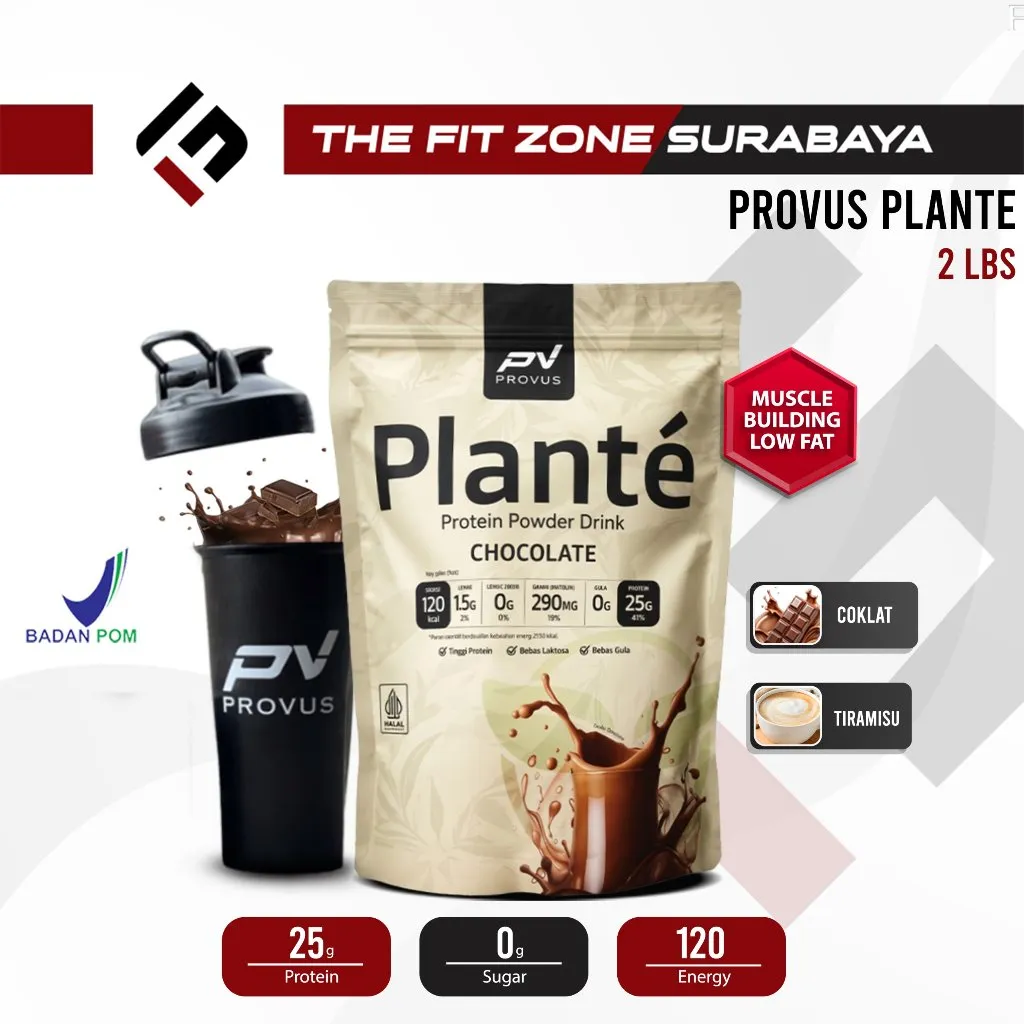 PROVUS PLANTE Vegan Protein 2 Lbs 900 Gram 30 Serving - Susu Diet Suplemen Fitness Gym Plant Based Massa Otot Pria Wanita Halal BPOM Original