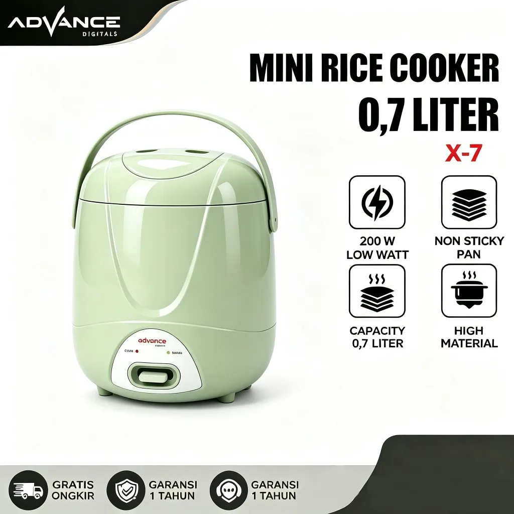 ADVANCE X-7 Mini Rice Cooker 0.7L Magic Com Portable Multifungsi Anti Lengket Untuk 1-2 Orang Low Watt Garansi 1 Tahun