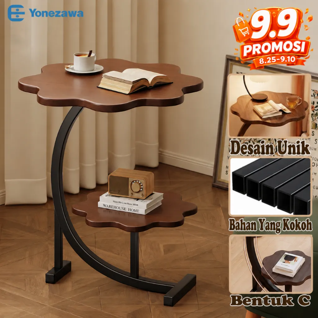 YONEZAWA Meja Sudut Sofa Murah Meja Kopi Minimalis Meja Ruang Tamu Meja Pojok Bunga Meja Tamu Susun Meja Bulat Meja Makan Kecil Serbaguna Meja Samping Meja Nakas Meja Teh Meja Santai Meja Kayu