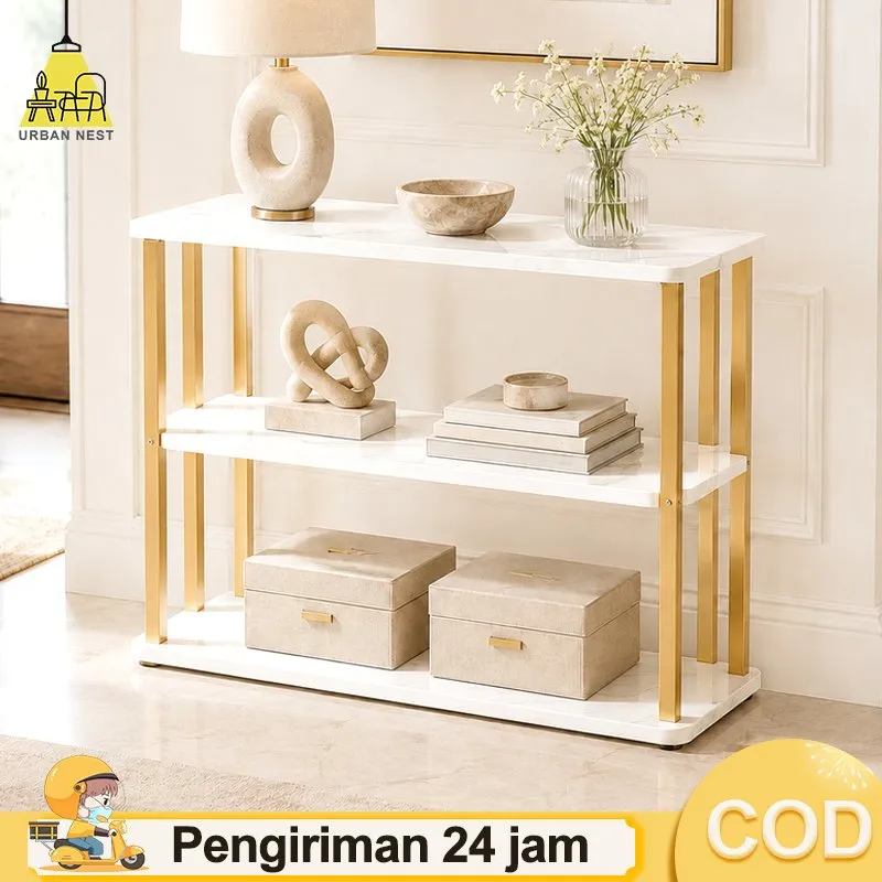 COD Meja Konsol Minimalis 3 Tingkat Rak Penyimpanan Ruang Tamu Meja Hias Lorong Rak Pajangan Serbaguna 80CM
