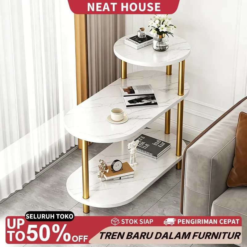 COD Meja Samping Sofa 3 Tingkat Minimalis Meja Kopi Rak Display Ruang Tamu Estetik Meja Nakas Multifungsi Side Cabinet