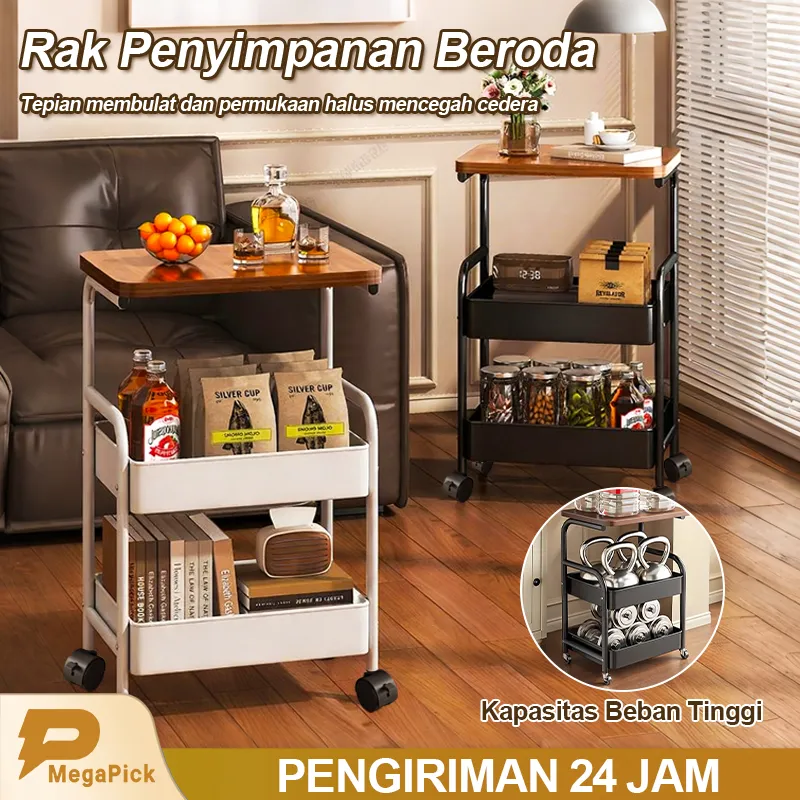 Rak Troli 3 Susun Serbaguna Rak Dapur Troli Dengan Roda Meja Samping Sofa Troli Bergerak Rak Kamar Mandi Rak Baja Dengan Roda