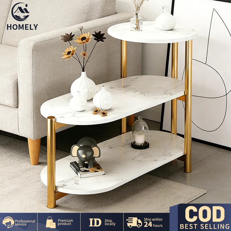COD Meja Samping Sofa Minimalis 3 Tingkat Meja Kopi Meja Nakas Meja Tamu Furniture Ruang Tamu Meja Bundar Bulat Ruang Tamu