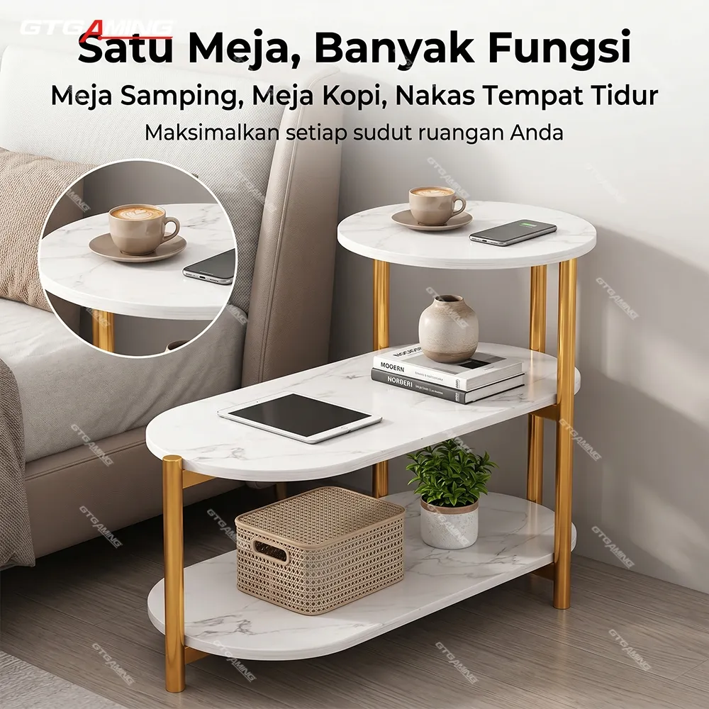 GTGAMING Meja Samping 3 Lantai Meja Samping Minimalis Meja Kecil