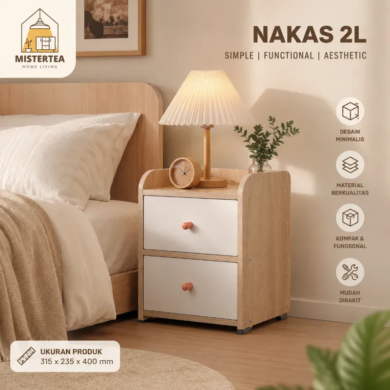 [READY STOCK] KINGDOM PANEL MEJA NAKAS RAK SERBAGUNA MINIMALIS SAMPING KASUR BED SIDE TABLE LACI SERBAGUNA 2L