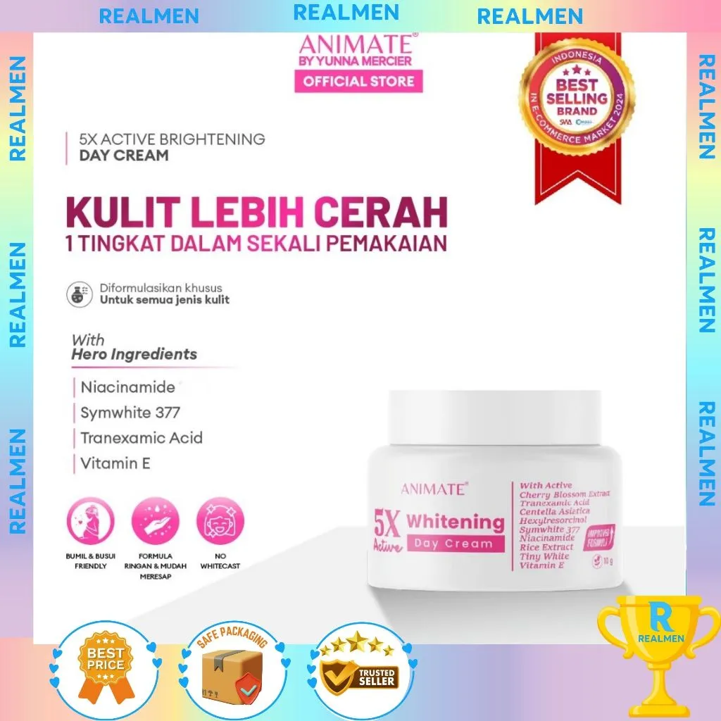 Animate 5x Active Whitening Day Cream 10 gr / Cream Pagi Pencerah wajah / Skincare Glowing