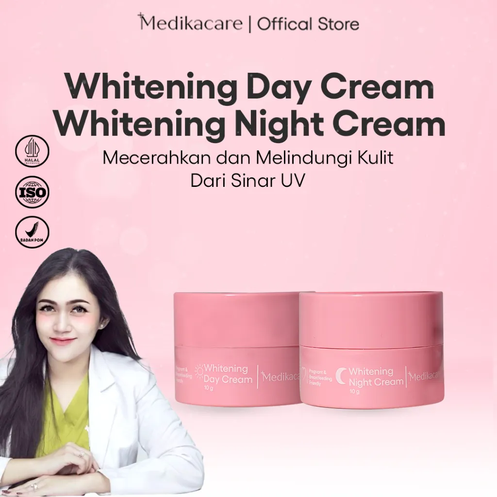 Paket Glowing All Day Night Cream & Day Cream (Krim Pencerah) | Mencerahkan, Memudarkan Flek, Glowing