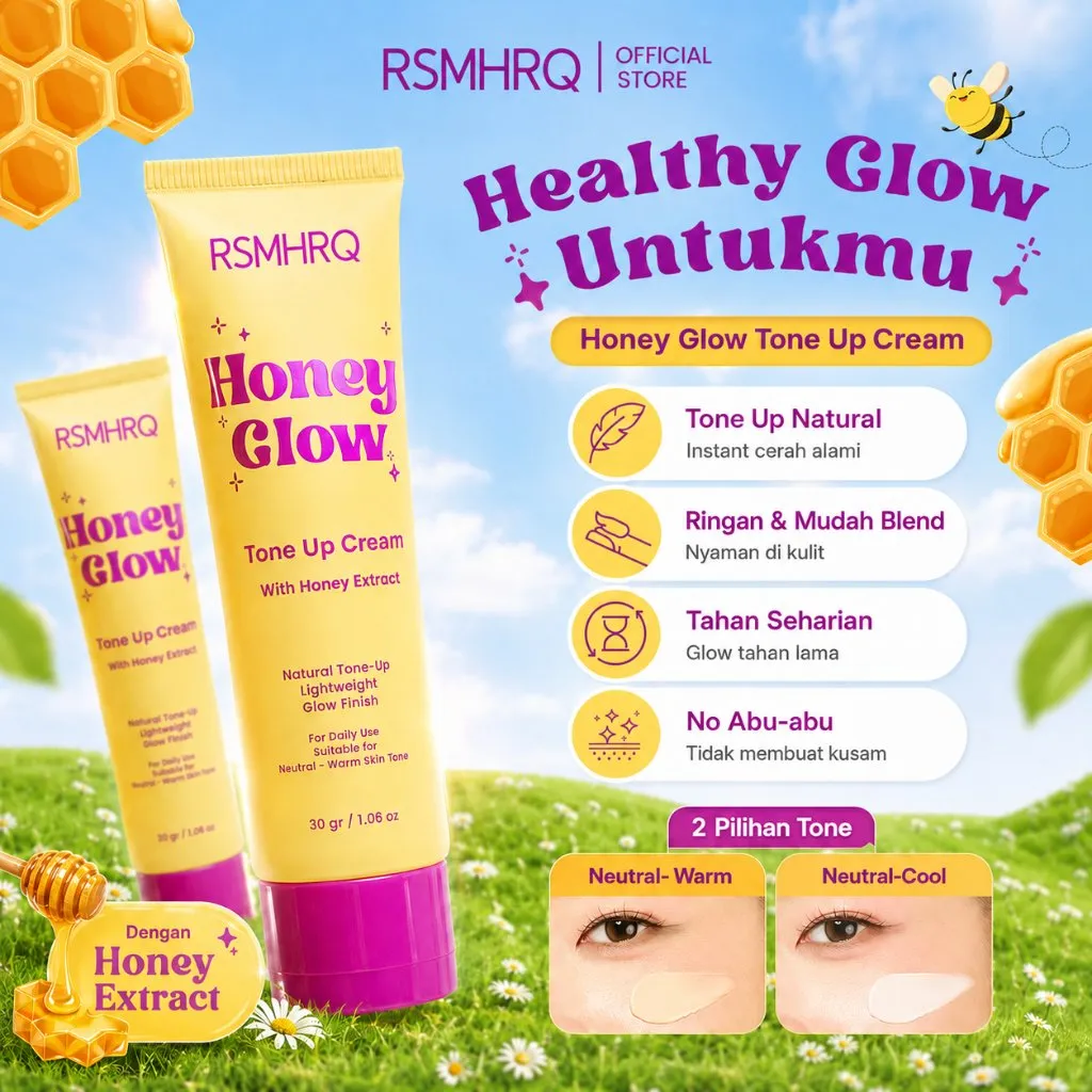 Honey Glow Tone Up Cream 30 Gr | Day Cream Bright Cream | Niacinamide Brightening Cream | Whitening Face Moisturizer | Instant Glow Natural Makeup Base