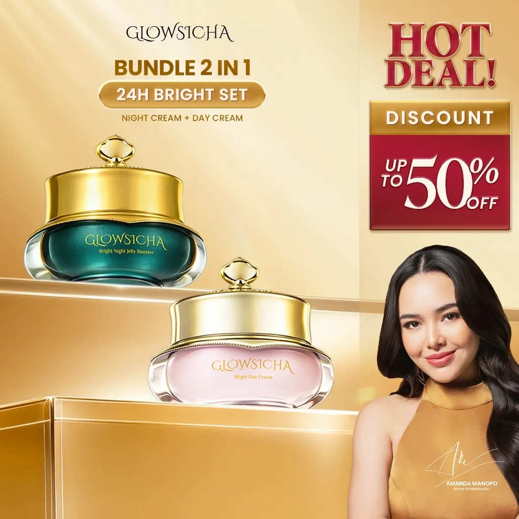 Glowsicha Bundle 2in1 Bright Day Cream Night Cream Jelly Booster - Paket Lengkap Krim Mencerahkan Wajah Siang dan Malam Dengan Niacinamide tone up cerah moisturizer Pelembab Bercahaya brightening wajah cream whitening skincare glowing