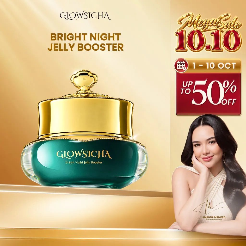 Glowsicha - Night Cream Jelly Booster tone up cerah moisturizer Pelembab Bercahaya Krim Siang Dengan Niacinamide brightening wajah cream pemutih wajah night cream Day Cream whitening skincare glowing BB cream Membantu Mencerahkan Wajah moist