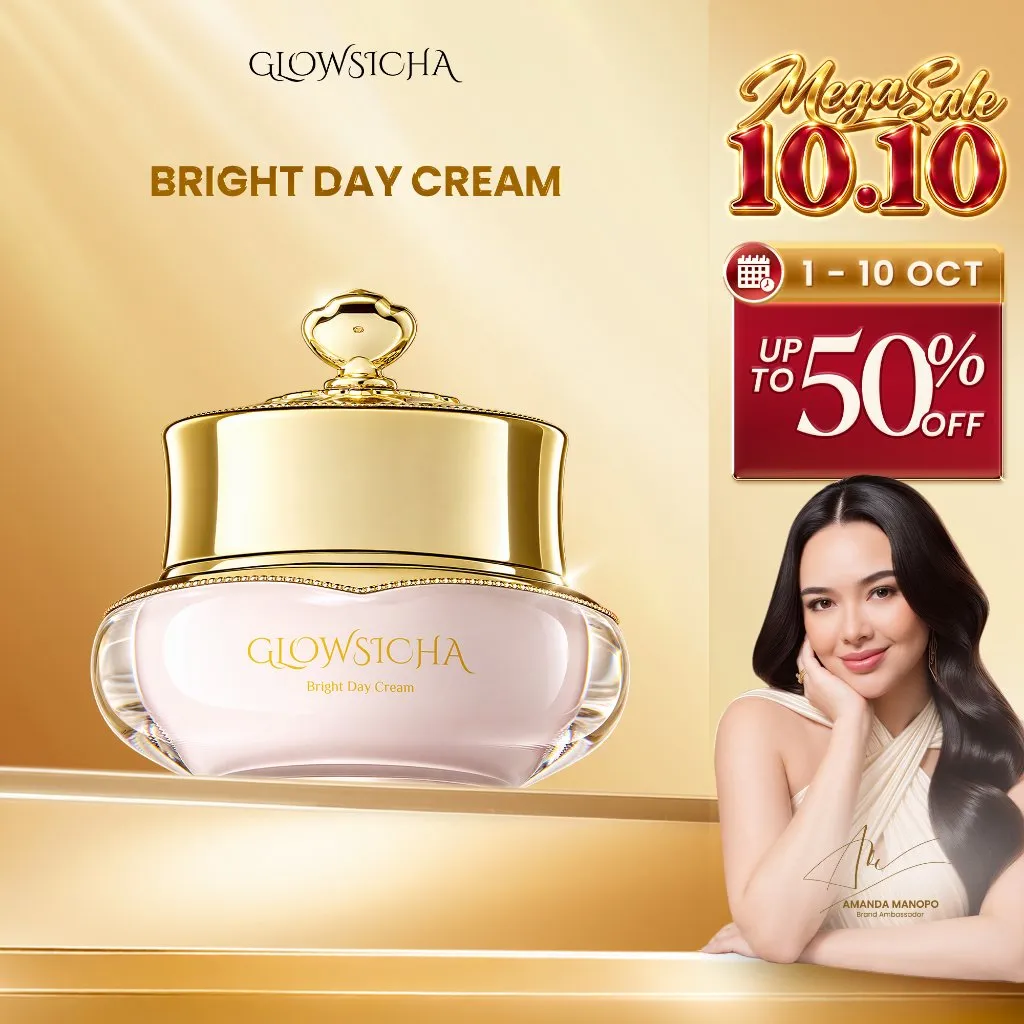 Glowsicha - Bright Day Cream tone up cerah moisturizer Pelembab Bercahaya Krim Siang Dengan Niacinamide brightening wajah cream wajah day cream skincare BB cream Membantu Mencerahkan Wajah moist