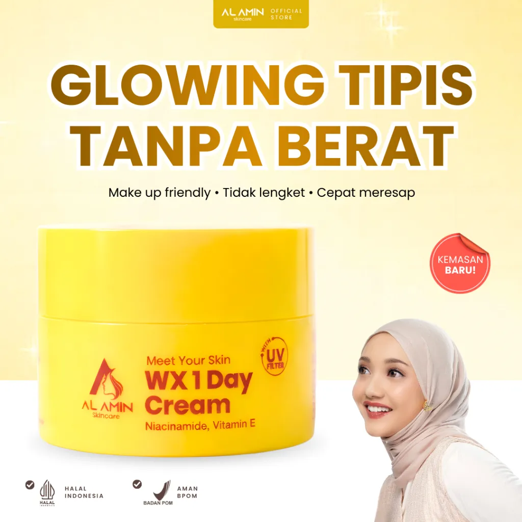 Krim Siang Alamin WX 1 Day Cream - SPF 30, Melembabkan, Mencerahkan, Merawat Kekencangan Kulit
