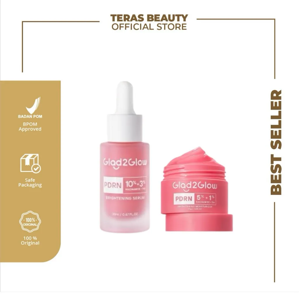 Glad2Glow-PDRN Moisturizer Niacinamide 5% TXA 1%|Brightening Day Cream|Serum PDRN|Moisturizer PDRN|Moisturizer Pencerah|Serum Brightening