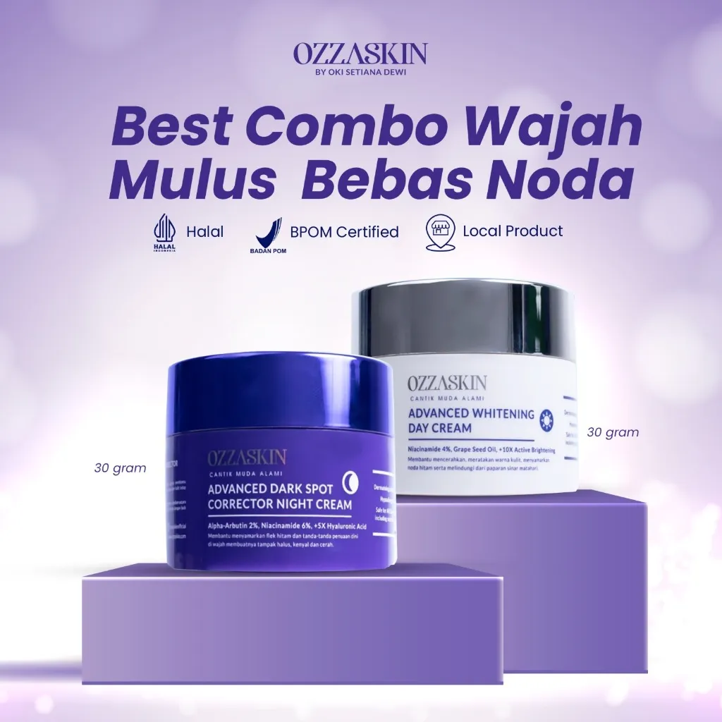 Ozzaskin Combo Darkspot & Whitening Cream | Day & Night Cream Pelembab - BPOM HALAL