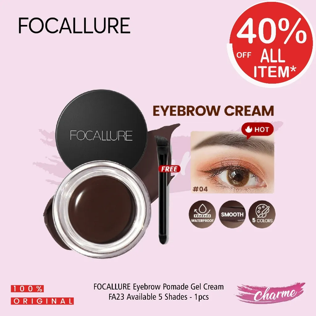 (READY & ORI!) Focallure 5 Colors Eyebrow Pomade Gel Eyebrow Alis Cream FA23 FA 23 Tahan Lama Waterproof Viral Browcara, Eyebrow Pomade 2-in-1 Eyebrow Gel & Eyeliner Gel Cream Maskara Alis Brow Mascara Penebal Alis
