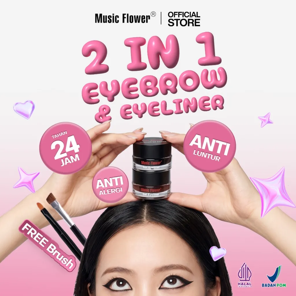 MUSIC FLOWER 2-in-1 Eyebrow & Eyeliner Gel 24H Natural Look Finish Oil Control Waterproof Smudge Proof M1007